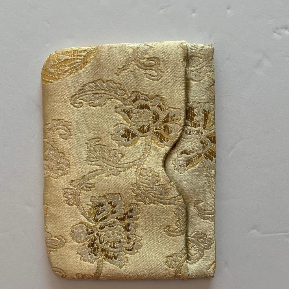 Handmade Silk Elegant Gold Floral Card Holder. Brand New.